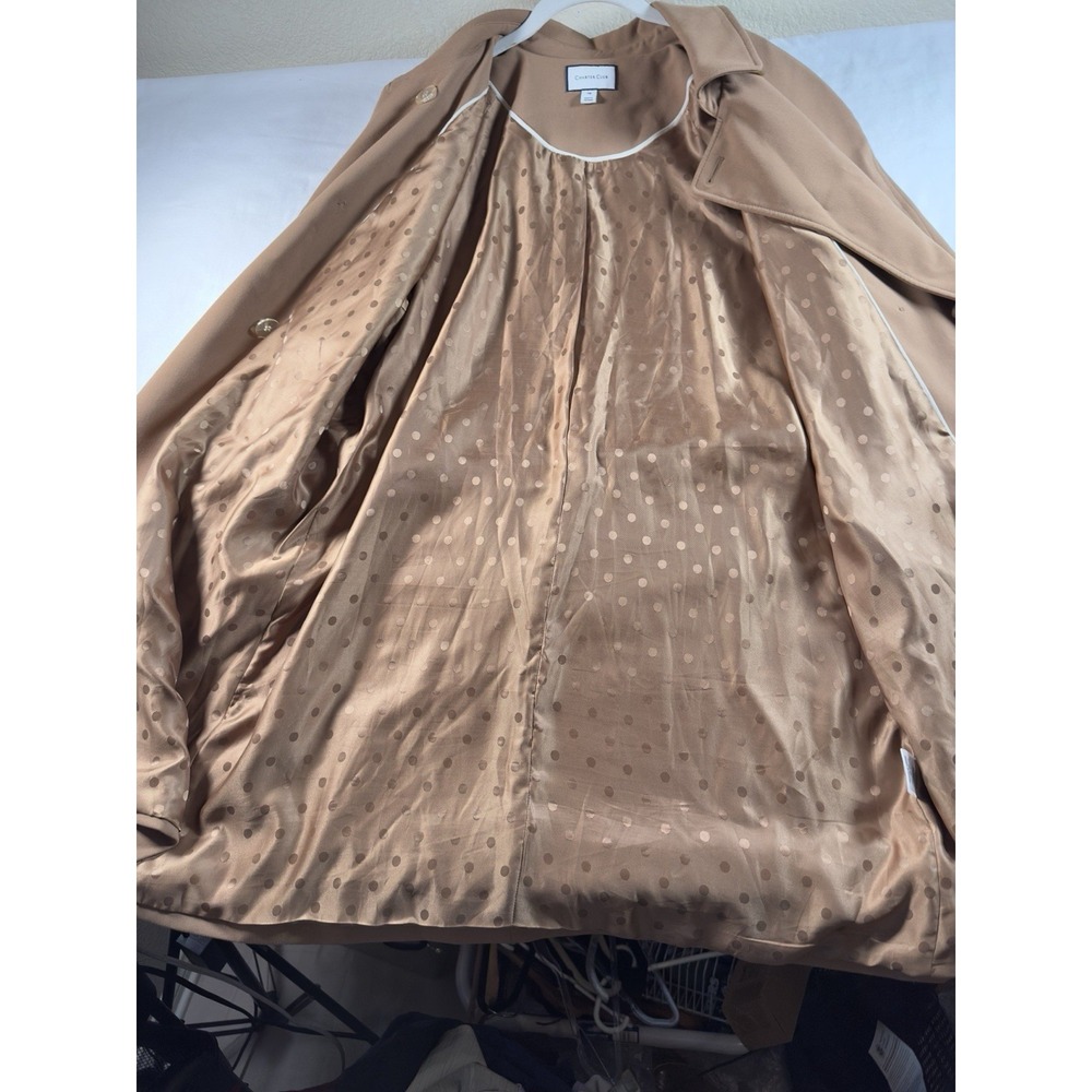 Charter Club Trench Coat Women 16 Camel Tan Double Breasted Belted Classic Lined - Picture 9 of 16